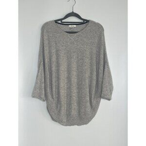Tyler Boe 100% Cashmere Curved Hem Knit Dolman Sleeve Sweater Light Gray XS
